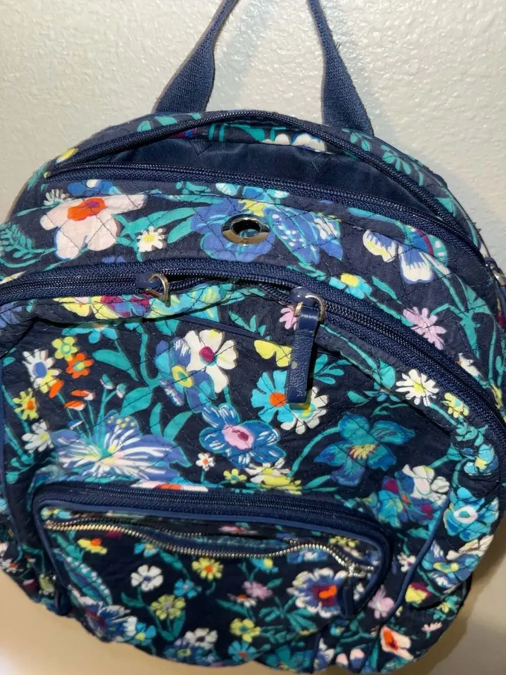 Vera Bradley Quilted Campus Backpack in Moonlight Garden Floral Pattern